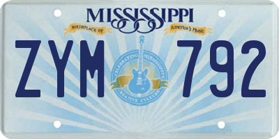 MS license plate ZYM792