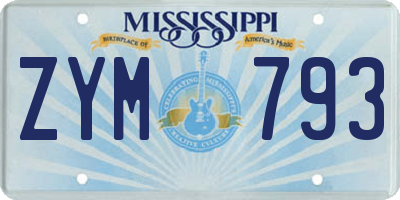 MS license plate ZYM793