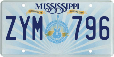 MS license plate ZYM796