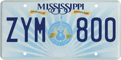 MS license plate ZYM800