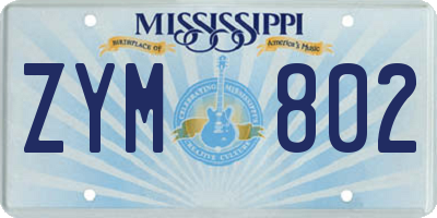 MS license plate ZYM802