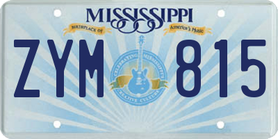 MS license plate ZYM815