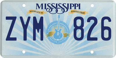 MS license plate ZYM826