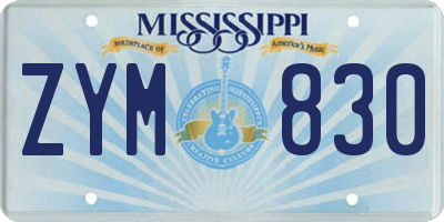 MS license plate ZYM830