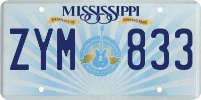 MS license plate ZYM833