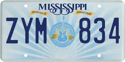 MS license plate ZYM834