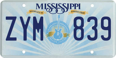 MS license plate ZYM839