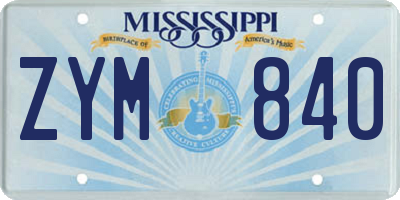 MS license plate ZYM840