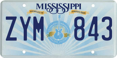 MS license plate ZYM843
