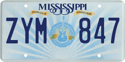 MS license plate ZYM847