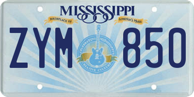 MS license plate ZYM850