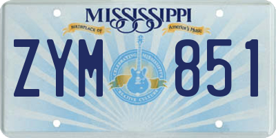 MS license plate ZYM851