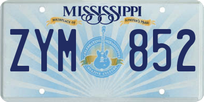 MS license plate ZYM852