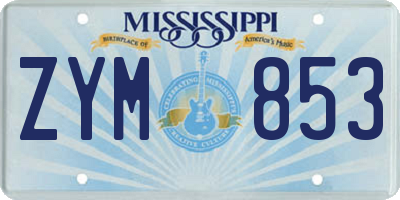 MS license plate ZYM853