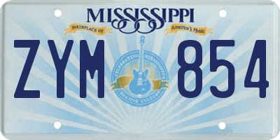 MS license plate ZYM854