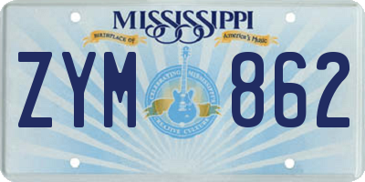 MS license plate ZYM862