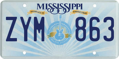 MS license plate ZYM863