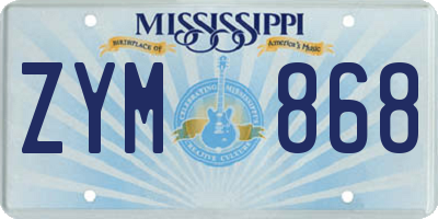 MS license plate ZYM868