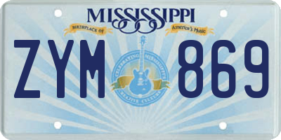 MS license plate ZYM869