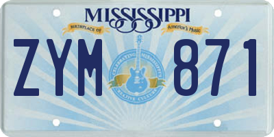 MS license plate ZYM871