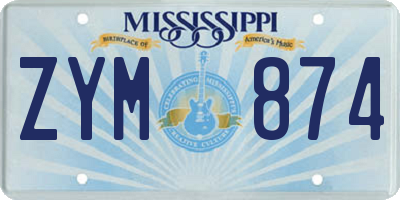 MS license plate ZYM874