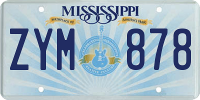 MS license plate ZYM878