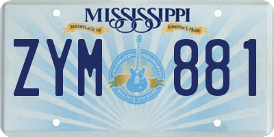 MS license plate ZYM881