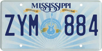 MS license plate ZYM884