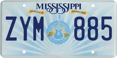 MS license plate ZYM885