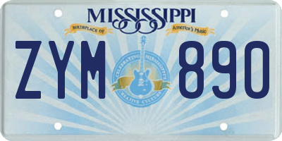 MS license plate ZYM890