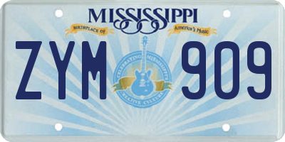 MS license plate ZYM909