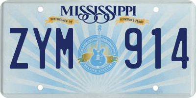 MS license plate ZYM914