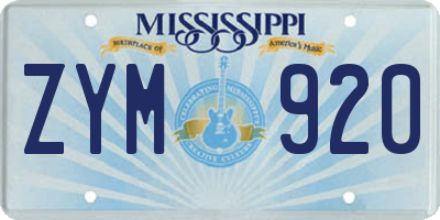 MS license plate ZYM920