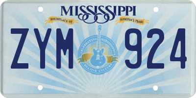 MS license plate ZYM924