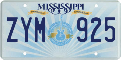 MS license plate ZYM925