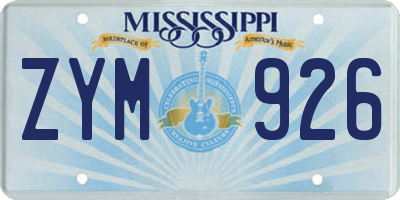 MS license plate ZYM926
