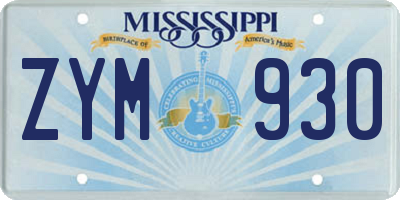 MS license plate ZYM930