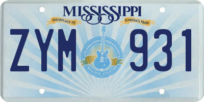 MS license plate ZYM931