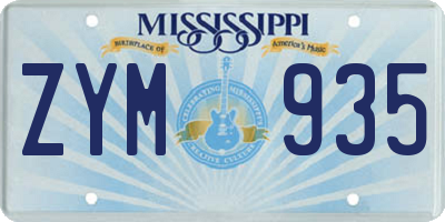 MS license plate ZYM935