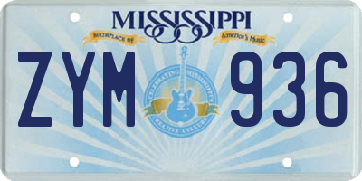 MS license plate ZYM936