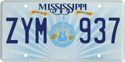 MS license plate ZYM937