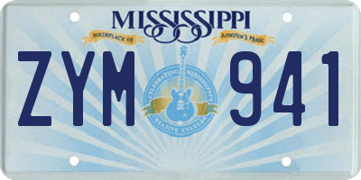 MS license plate ZYM941