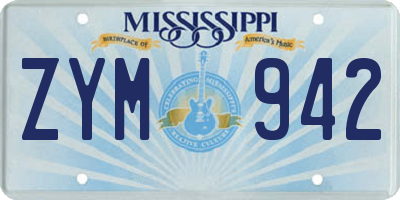 MS license plate ZYM942