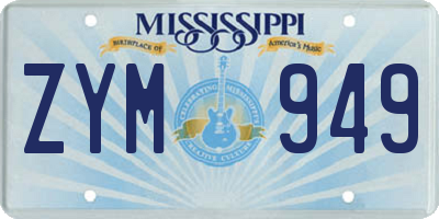 MS license plate ZYM949