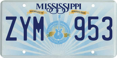 MS license plate ZYM953