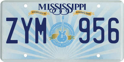 MS license plate ZYM956