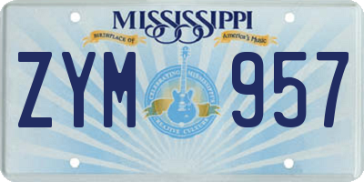 MS license plate ZYM957