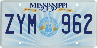 MS license plate ZYM962