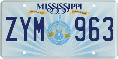 MS license plate ZYM963