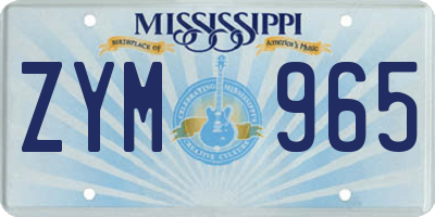 MS license plate ZYM965